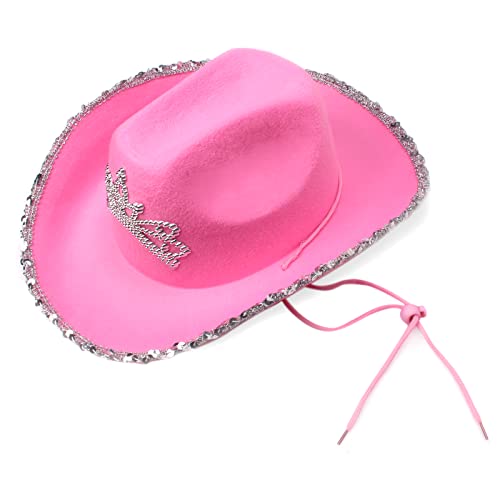 Yewong Pet Pink Cowboy Hat Costume Accessory Set Dog Cat Size Pink Cowgirl Princess Hat with Crown Tiara Bandana/Scarf for Cat Puppy Western Costume Daily Wearing Photo Props (Set A) - Image 4