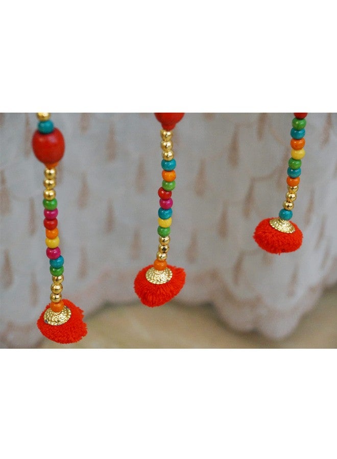 PINDIA 7FT Fancy Wood Bead Hanging Curtain (Set of 10), (Multicolor) - Image 4