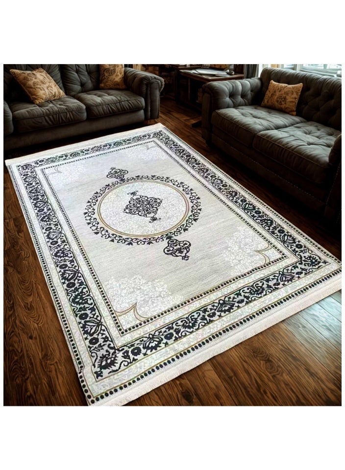 SMART HOME Large padded floor mat with a soft velvet surface and non-slip backing - Living room rug - Majlis rug - Lounge rug - Luxurious decorative rug - Elegant rug with modern patterns for living rooms and majlis - Size 400x300 cm - Suitable for everyday use and entertaining - Image 5