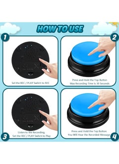 Jerify Jerify 12 Packs Recordable Answer Buzzers Learning Recording Sounds and Lights Buzzers Game Show Classroom Communication Buttons for Family Game Study Office Trivia Nights Red Blue  - Image 2