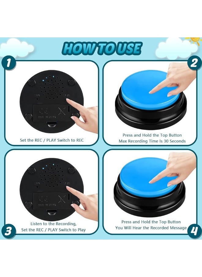 Jerify - Jerify 12 Packs Recordable Answer Buzzers Learning Recording Sounds and Lights Buzzers Game Show Classroom Communication Buttons for Family Game Study Office Trivia Nights Red Blue - Image 1