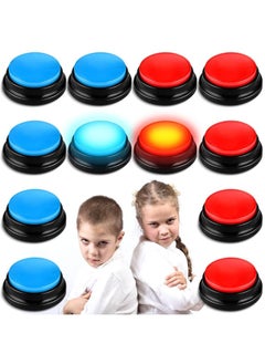 Jerify Jerify 12 Packs Recordable Answer Buzzers Learning Recording Sounds and Lights Buzzers Game Show Classroom Communication Buttons for Family Game Study Office Trivia Nights Red Blue  - Image 3
