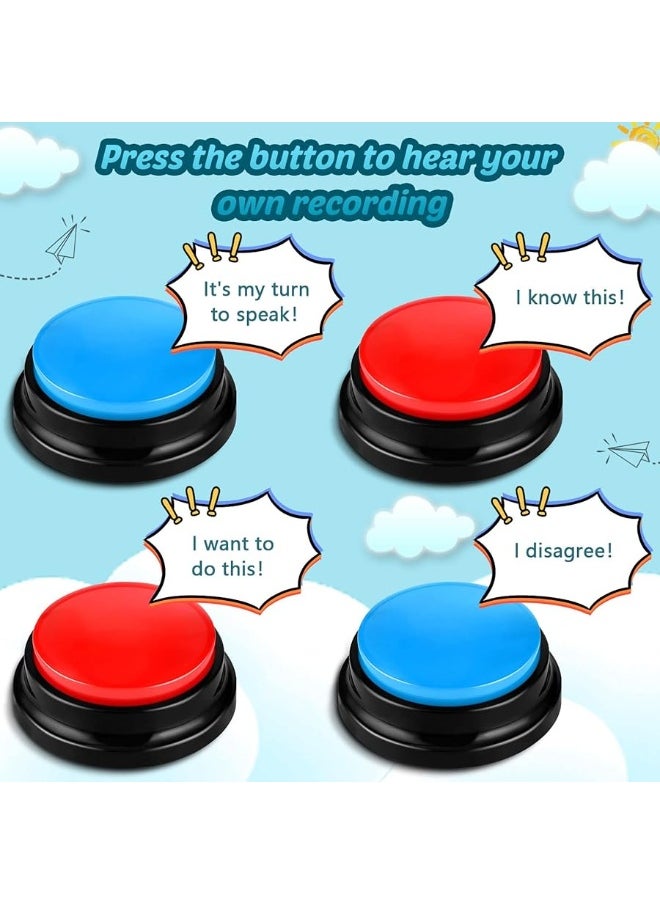 Jerify - Jerify 12 Packs Recordable Answer Buzzers Learning Recording Sounds and Lights Buzzers Game Show Classroom Communication Buttons for Family Game Study Office Trivia Nights Red Blue - Image 1