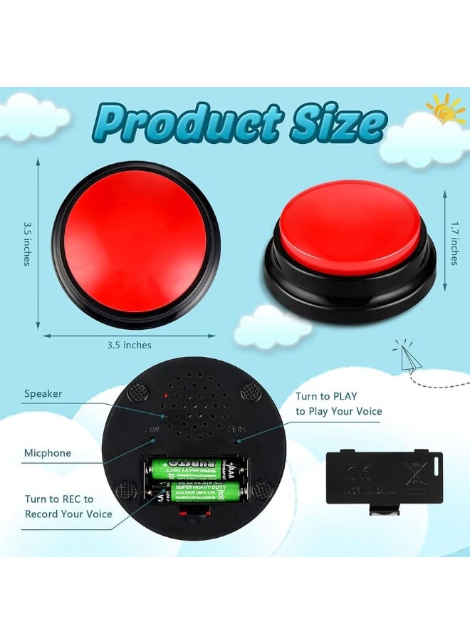 Jerify - Jerify 12 Packs Recordable Answer Buzzers Learning Recording Sounds and Lights Buzzers Game Show Classroom Communication Buttons for Family Game Study Office Trivia Nights Red Blue - Image 1