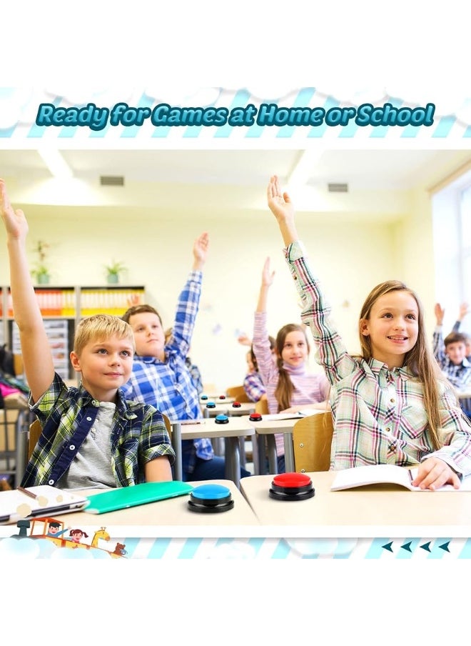 Jerify - Jerify 12 Packs Recordable Answer Buzzers Learning Recording Sounds and Lights Buzzers Game Show Classroom Communication Buttons for Family Game Study Office Trivia Nights Red Blue - Image 1