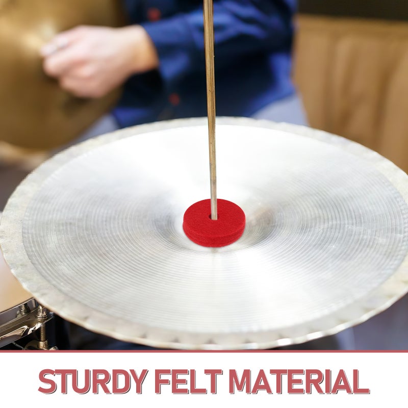 Cymbal Felt Set Anti-Vibration Drum Dampener Replacement Accessories Standard Size Cymbals Stand 3.6 X 1 Cm Red 12Pcs - Image 3