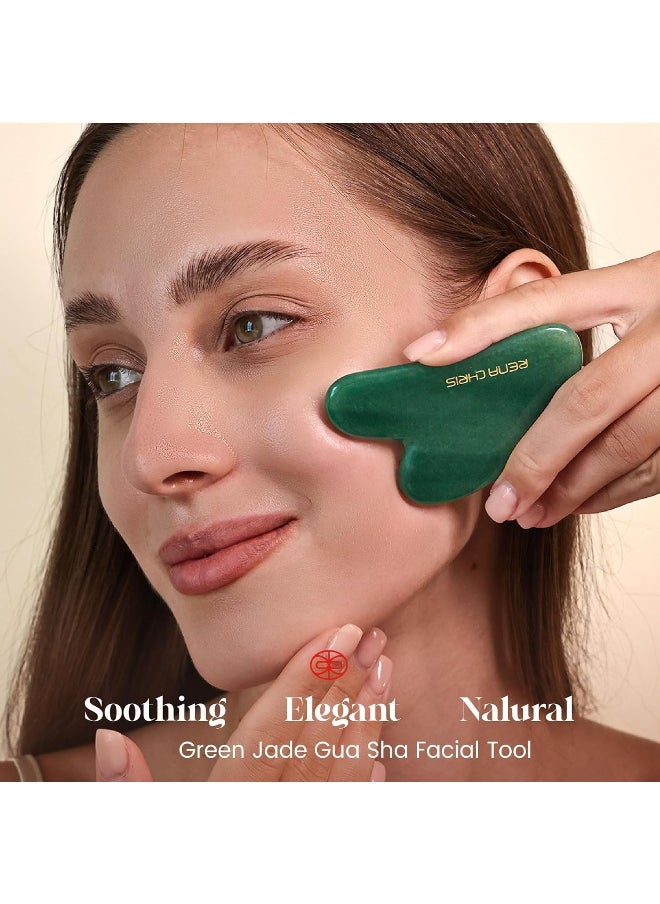 Rena Chris Rena Chris Gua Sha Facial Tools, Natural Jade Stone Guasha Tool, Manual Massage Sticks for Jawline Sculpting and Puffiness Reducing, Gua Sha Scraping Massage Tool, Skin-Care Gift  - Image 3