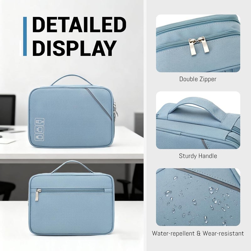 Lanola Electronic Organizer,Travel Cable Organizer Bag Pouch Electronic Accessories Carry Case Portable Double Layers Storage Bag for Cable,Cord,Charger,Phone,Earphone,Power Bank,Memory Cards - Black - Image 5