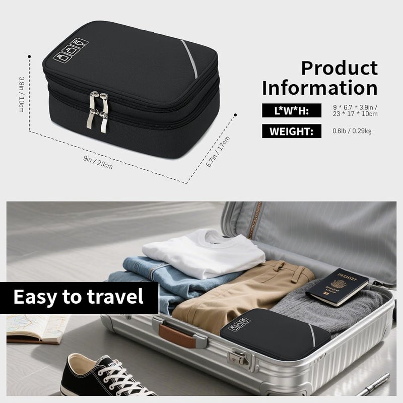 Lanola Electronic Organizer,Travel Cable Organizer Bag Pouch Electronic Accessories Carry Case Portable Double Layers Storage Bag for Cable,Cord,Charger,Phone,Earphone,Power Bank,Memory Cards - Black - Image 2