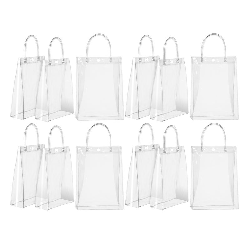 12 Pcs Clear Present With Handle Goodie Small Clear Tote For Boutique Wedding Birthday Baby Showers Party Favor Halloween - Image 1