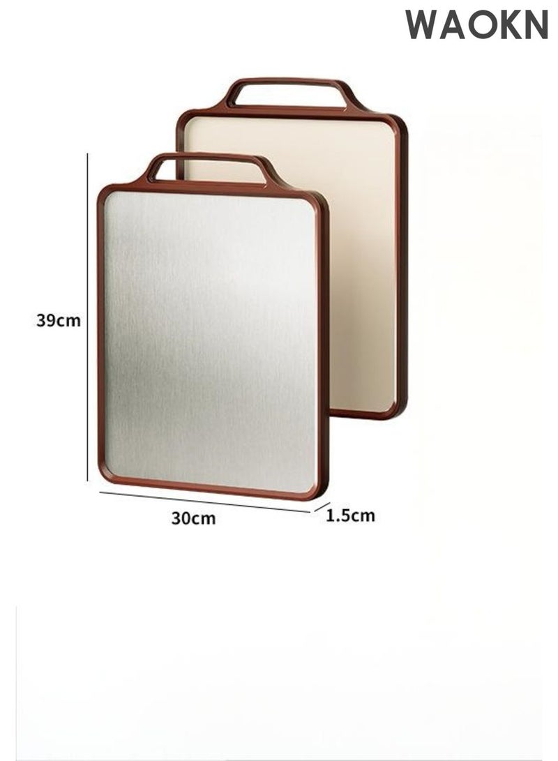 دبليو أيه أو كي أن لوح تقطيع مقاوم للبكتيريا والعفن، لوح تقطيع منزلي آمن للطعام، لوح تقطيع مزدوج الجوانب من الفولاذ المقاوم للصدأ مخصص للمطبخ، تصميم مضاد للانزلاق ليس من السهل أن يسقط، يستخدم للوح تقطيع متعدد الأغراض من الفولاذ المقاوم للصدأ للحوم والخضروات. - Image 5