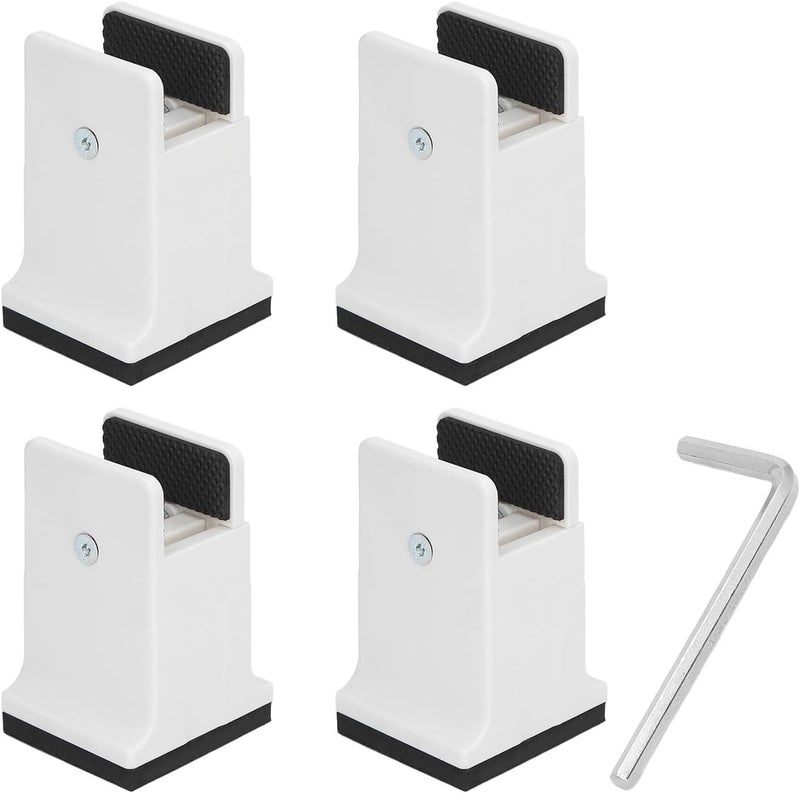 4pcs Adjustable Furniture Risers with Screw Clamp, Heavy Duty Bed Risers for Couch Table Desk Chair Legs, Rubber Non - Slip Furniture Leg Risers with Height Adjustment for Home and (White) - Image 1