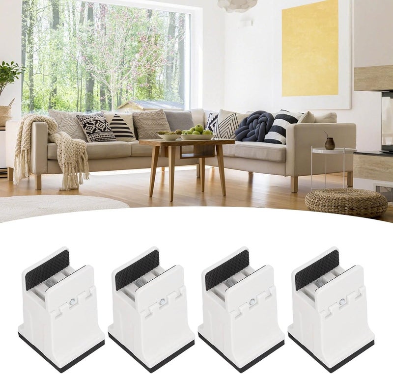 4pcs Adjustable Furniture Risers with Screw Clamp, Heavy Duty Bed Risers for Couch Table Desk Chair Legs, Rubber Non - Slip Furniture Leg Risers with Height Adjustment for Home and (White) - Image 2