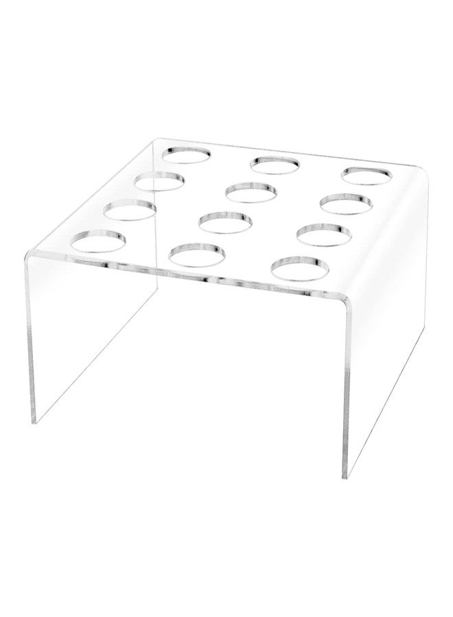 Marketing Holders Clear Acrylic Waffle Cone Holder 1" Holes Mini Ice Cream 12 Slot Retail Countertop Stand to Display Small Frozen Treats and Desserts in Restaurants and Ice Cream Parlors - Image 1