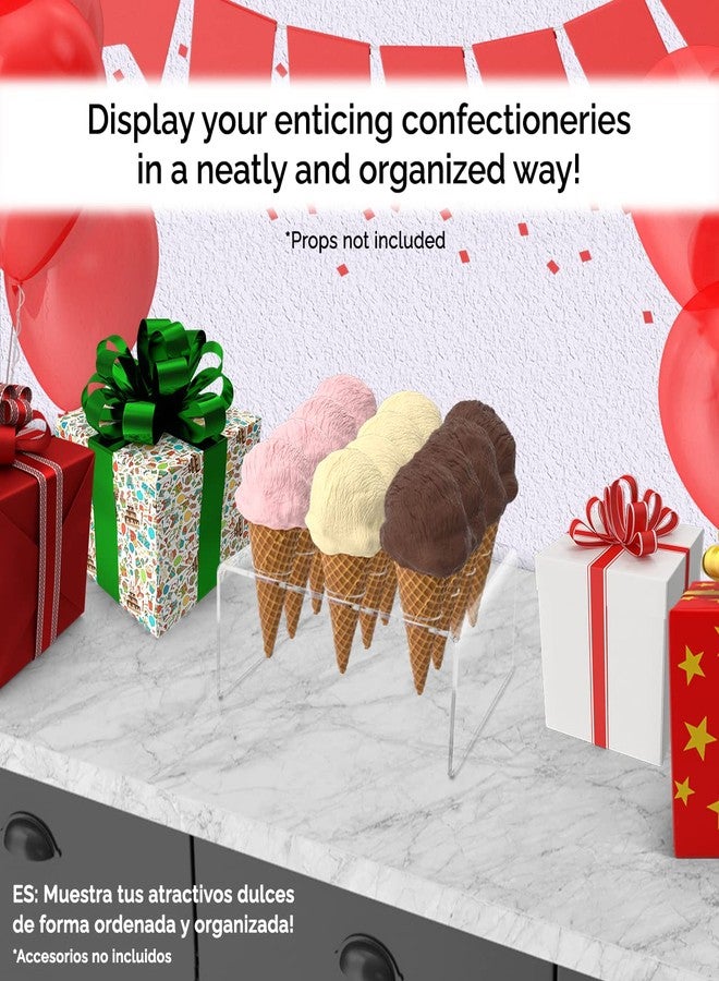 Marketing Holders Clear Acrylic Waffle Cone Holder 1" Holes Mini Ice Cream 12 Slot Retail Countertop Stand to Display Small Frozen Treats and Desserts in Restaurants and Ice Cream Parlors - Image 3