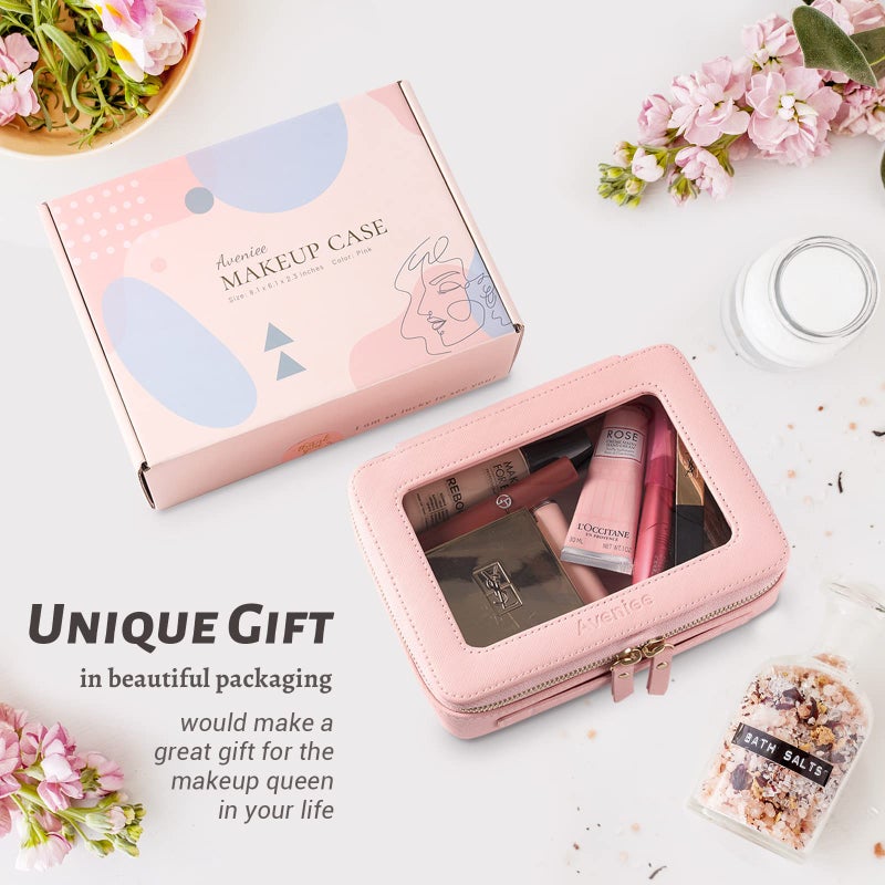 Aveniee Clear Makeup Bag Organizer, Travel Toiletry Bag for Women, Waterproof Cosmetic Pouch with Zippers,Car Accessories Organizers and Storage Case,Pink - Image 5