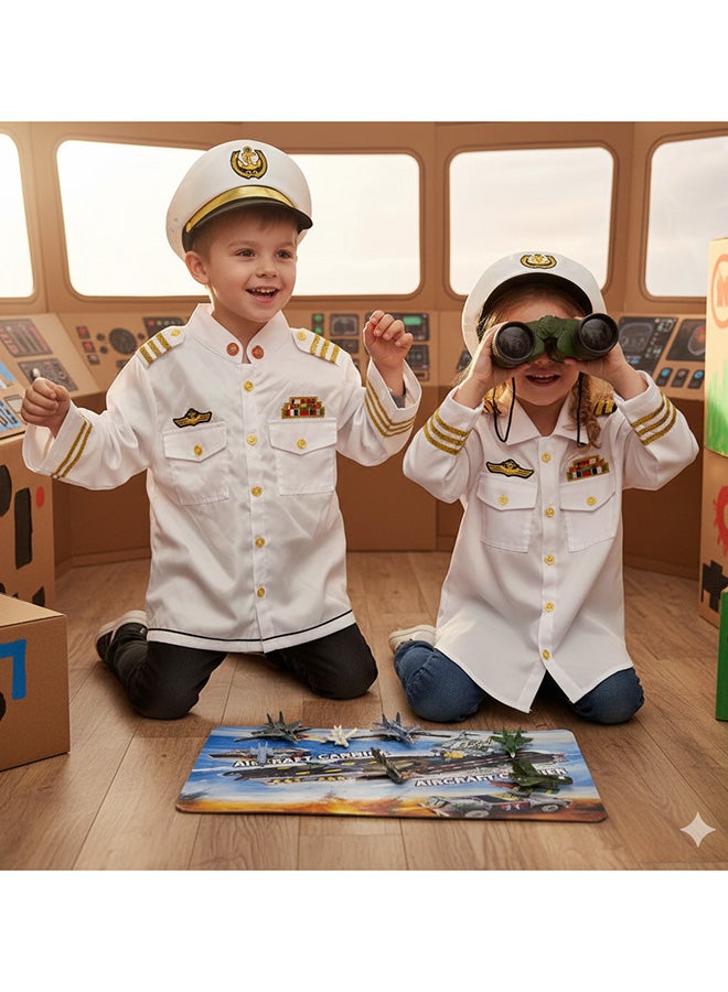 Toyland Kids Navy Captain Costume – White Admiral Dress-Up Uniform with Accessories - Image 4