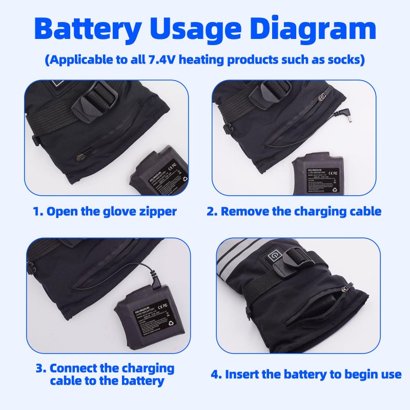 kelingdun 2pcs 7.4V 3500mAh Lithium Polymer Batteries.Rechargeable Li-Polymer Batteries for Heated Gloves, Socks,and Jackets, Ideal for Skiing,Fishing,and Winter Sports. Female DC Jack Compatibility. - Image 5