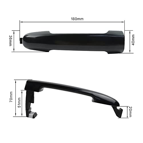 FLYPIG Black Outside Exterior Door Handle for Hyundai Sonata GL GLS Limited SE 2005-2010 Front Rear Left Driver Right Passenger Side Fits All Four Doors 82651-3K000 - Image 2