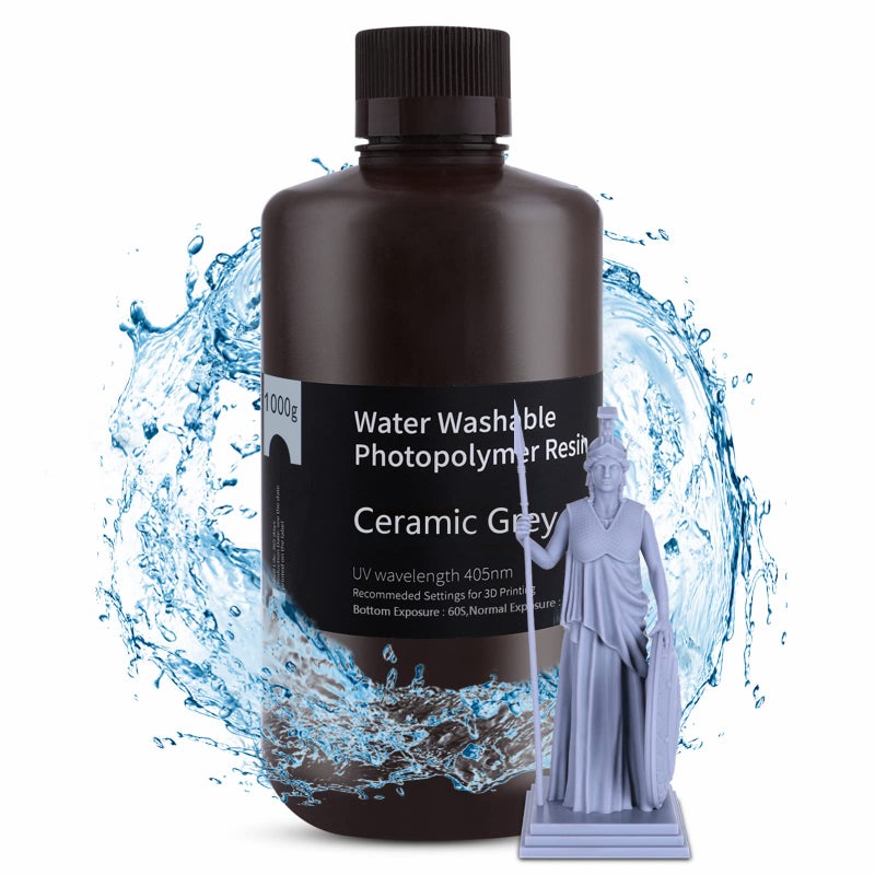 ELEGOO Water Washable 3D Printer Resin, Rapid Resin 405nm LCD UV-Curing Standard Photopolymer Resin for LCD 3D Printer Grey 1000G - Image 1