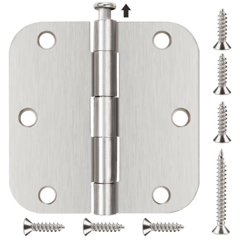42 Pack 3 12 Inch Door Hinges Brushed Nickel 35 Interior Rounded 58 Radius Iron Bifold Silver Residential 3 Satin Nickels Hinge for Doors Hardware Kit Office Bedroom Study Living Room Decor