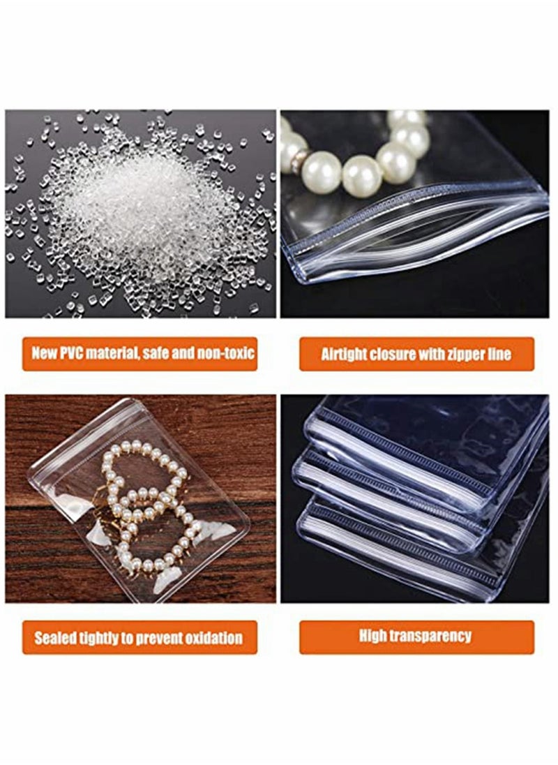HomarKet - 100 bags of PVC transparent jewelry, antioxidant zipper bag, used for packaging jewelry, rings, earrings, transparent plastic bags (there are 4 sizes available) - Image 1
