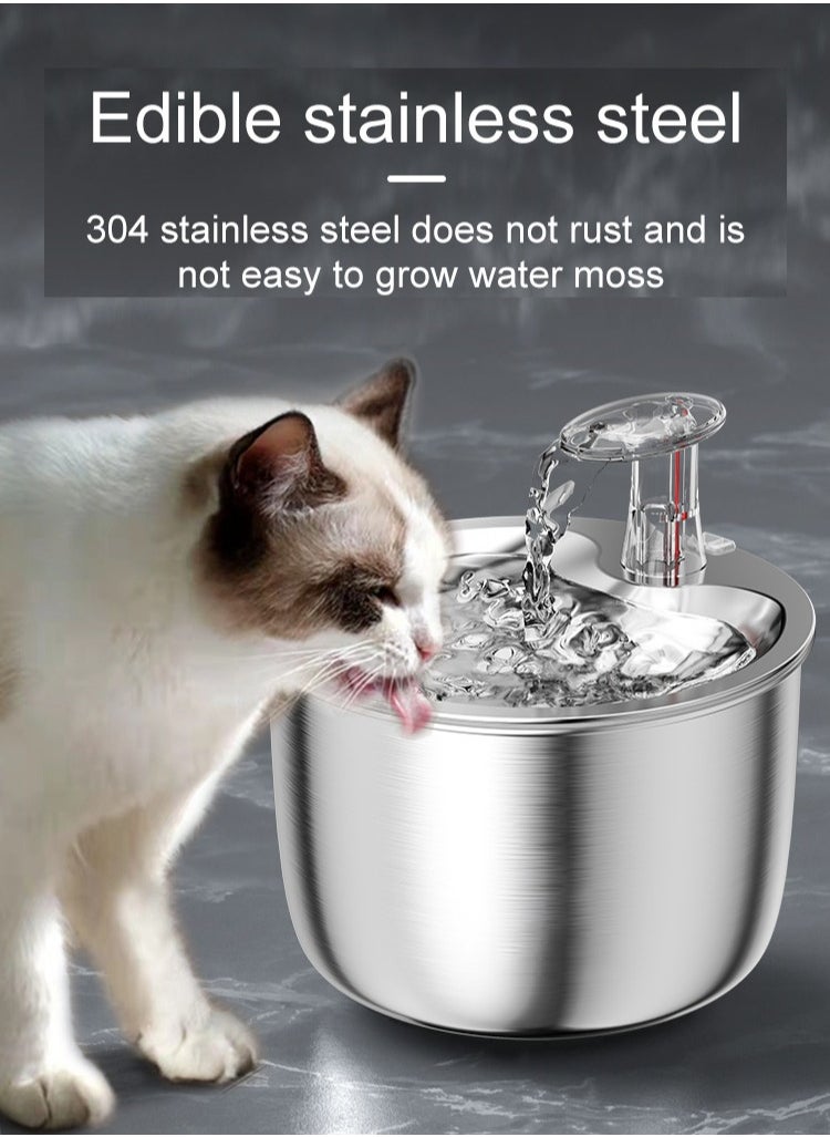 LAPET Stainless Steel Pet Water Fountain 2L Automatic Cat Water Dispenser Pet Drinking Fountain Auto Drinker Dispenser  - Image 3