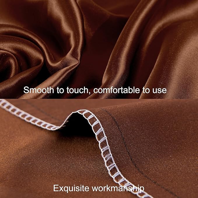 RAGGLE Set of 2 Satin Silk Pillowcase for Hair and Skin Standard Size 18"X 28" with Soft Breathable Smooth Cooling Pillow Covers for Sleeping or Pillow Protector (2, Brown) - Image 5