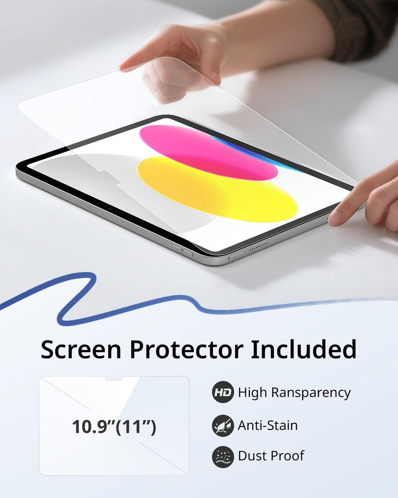 CACOE Case for iPad A16 11th/10th Generation(2025/2022) with Screen Protector 11/10.9 inch - Full Protective Tablet Cover for iPad 11/10 Gen, Dark Blue - Image 3