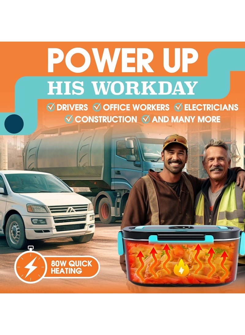 JUFU JUFU Electric Lunch Box for Adults 1.5L Self Heating Lunch Box for Car Truck Office Heated Lunchbox for Adults with SS Container Food Warmer Lunch Box - Image 3