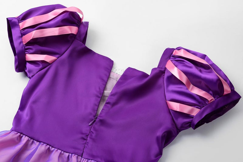 ReliBeauty Girls Dress Puff Sleeve Princess Costume, 4T-4, Purple(with Accessories) - Image 4