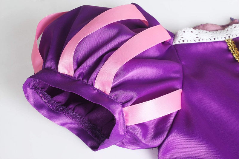 ReliBeauty Girls Dress Puff Sleeve Princess Costume, 4T-4, Purple(with Accessories) - Image 5