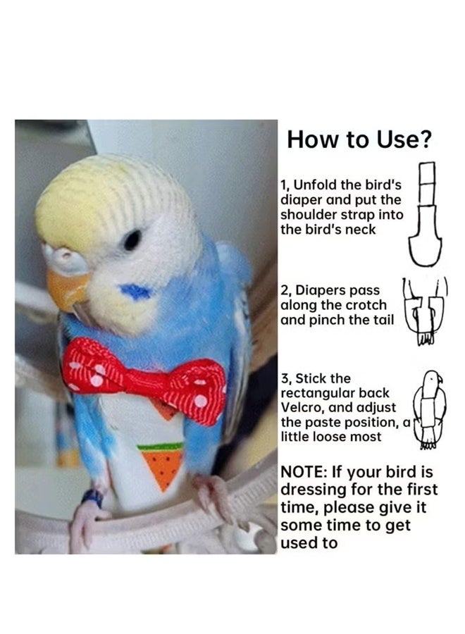 Bird Diapers, Washable and Reusable Parrot Diapers, Small Pet Bird Flight Suits with Waterproof Inner Layer and Soft Layer, Suitable for Budgies, Parakeets, Cockatiels - Image 3