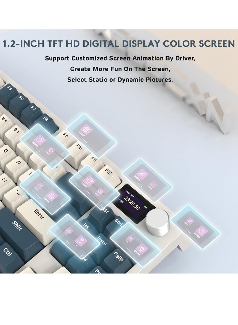 Attack Shark K86 RGB Wireless Gasket Mechanical Keyboard,Triple Mode Bluetooth5.0/2.4G/USB-C 87 Keys Hot Swappable Gaming Keyboard, 4000 mAh Battery 1.2'' HD OLED Display Volume Rotary Button for Games and Work - Image 3