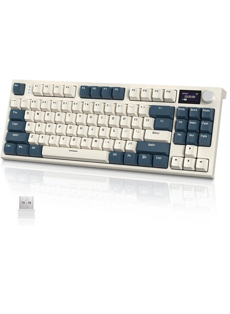 Attack Shark K86 RGB Wireless Gasket Mechanical Keyboard,Triple Mode Bluetooth5.0/2.4G/USB-C 87 Keys Hot Swappable Gaming Keyboard, 4000 mAh Battery 1.2'' HD OLED Display Volume Rotary Button for Games and Work - Image 1