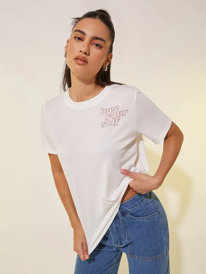 Take Two Slogan Print Round Neck T-Shirt