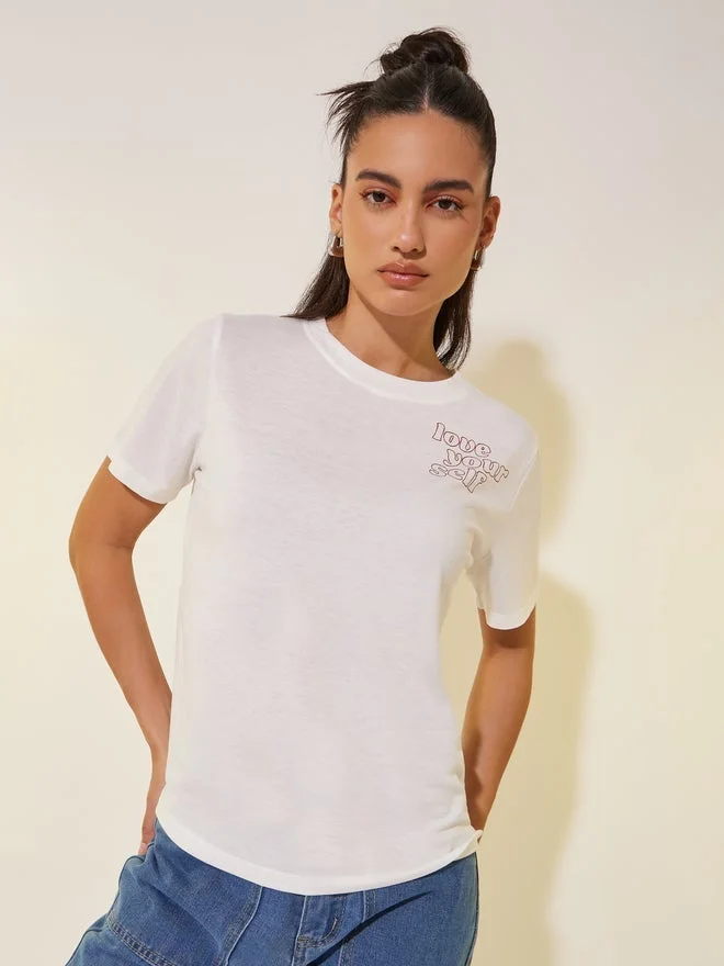 Take Two Slogan Print Round Neck T-Shirt