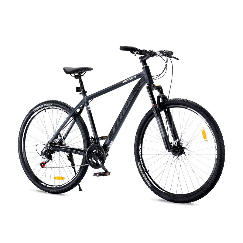 Mogoo Titan Aluminum Alloy Mountain Bike 27.5 Inch | 21-Speed MTB for Adults | Mechanical Disc Brakes, Front Suspension, Internal Cables, Adjustable Seat - Smoke - Image 2
