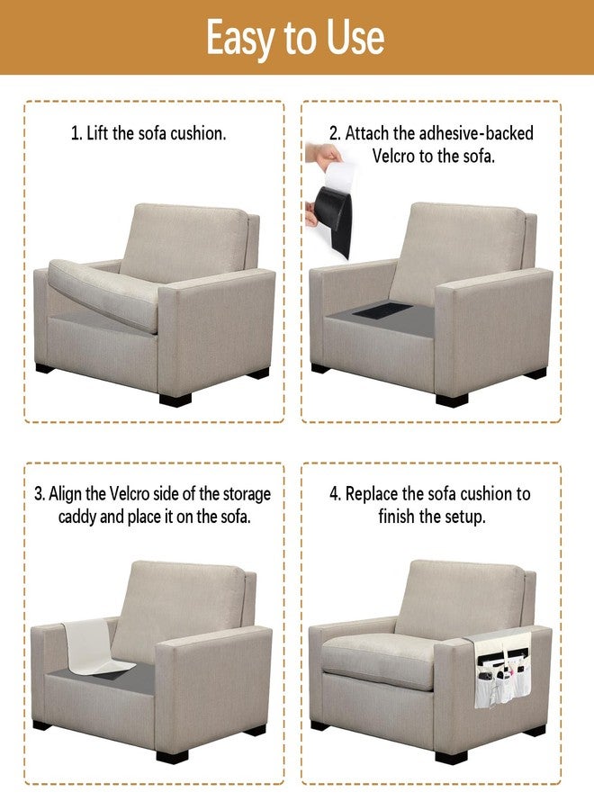 WOMACO Sofa Armrest Remote Magazine Holder, Non-Slip Armchair Recliner Caddy, Couch Arms TV Remote Control Organizer for Tablet, Phone, iPad, Laptop (Ivory, 16" x 35") - Image 5