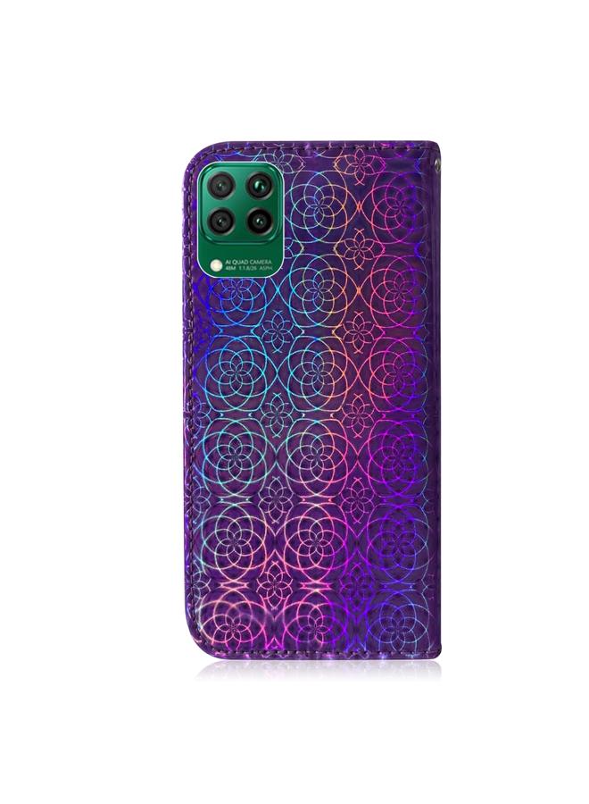 زبون جراب لهاتف Huawei nova 7i بلون سادة ومشبك مغناطيسي ملون من جلد البولي يوريثان مع حامل وفتحات للبطاقات ومحفظة وحبل - Image 3