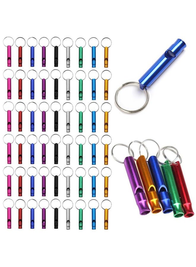 Tergy 50 Pieces Emergency Whistle with Keychain Aluminum Survival Whistle Key Chain for Camping Hiking Boating Hunting Fishing - Image 1