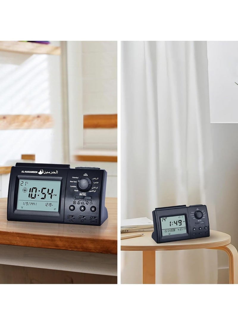Digital Azan Table Alarm Clock Black 15x9.5cm  - Image 2
