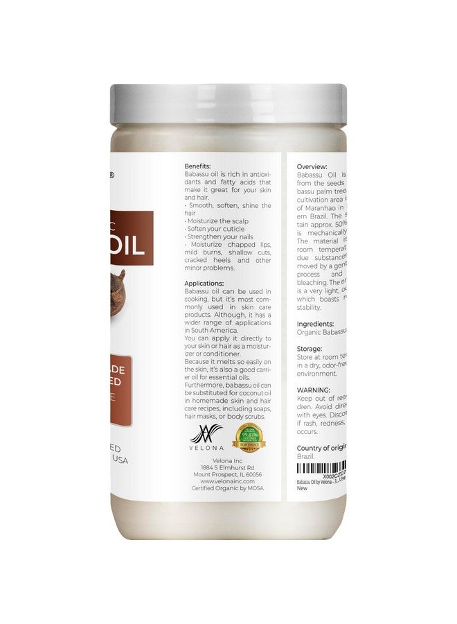 فيلونا زيت الباباسو من فيلونا، عضوي معتمد من وزارة الزراعة الأمريكية - 32 أونصة سائلة | زيت ناقل طبيعي ونقي 100% | مُكرّر، معصور على البارد | للعناية بالوجه والشعر والجسم والبشرة والطبخ | استخدمه اليوم - استمتع بالنتائج - Image 5