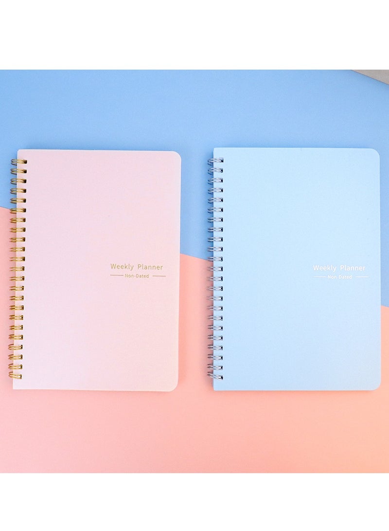 [عبوة من قطعتين] مخطط أسبوعي بدون تاريخ، دفتر أهداف أسبوعي بحجم A5، مجلة تعقب العادات، مخطط قائمة المهام، مخطط الأهداف، (أزرق) - Image 4