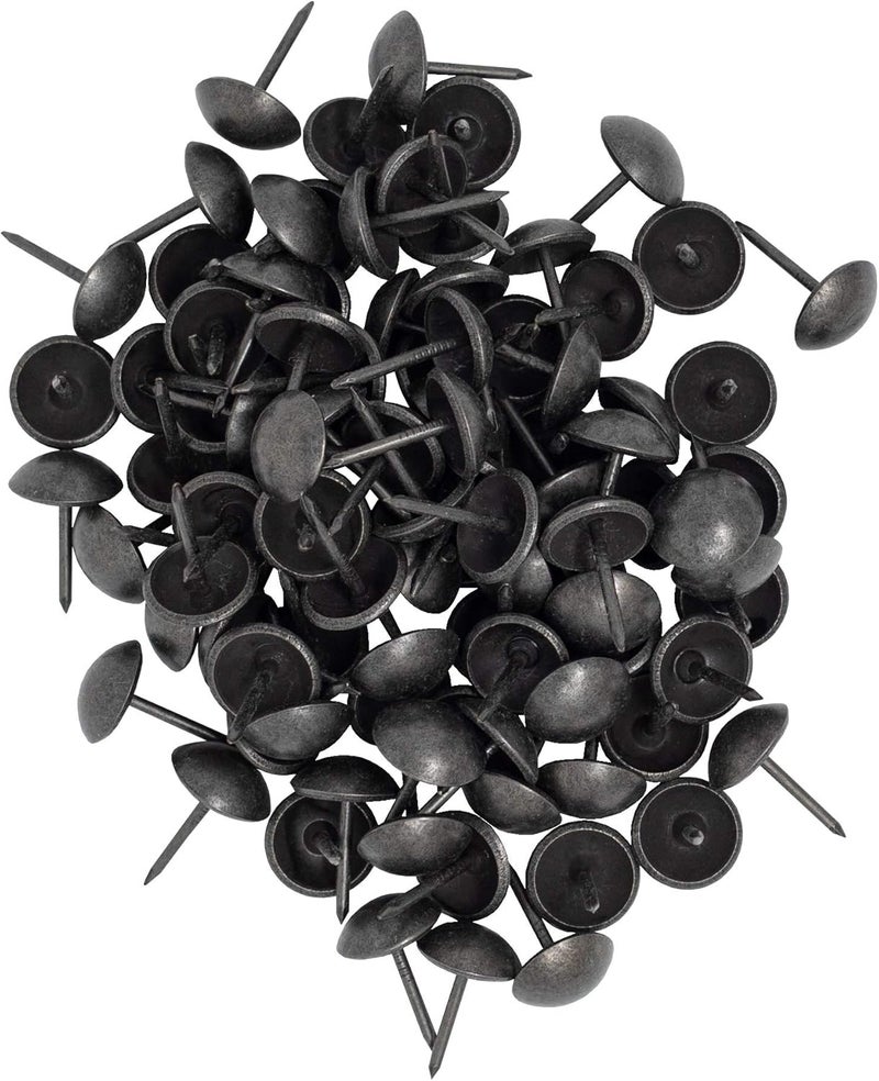 Premium Upholstery Tacks, Nailhead Decorative Trim for Furniture, 7/16-inch Diameter (100, Black Pearl)