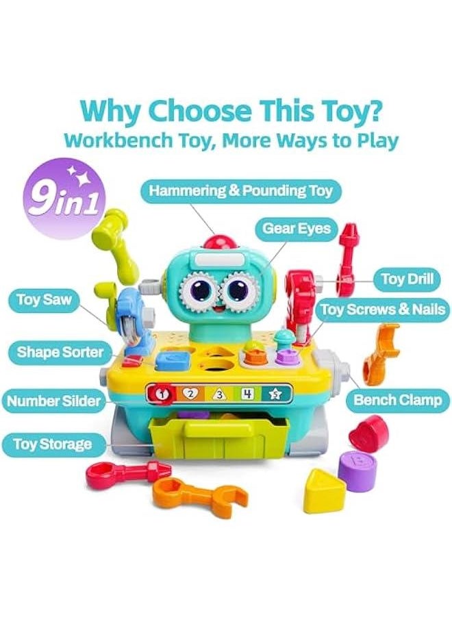 Generic - Toddler Musical Workbench Toys for One Year Old Boys, Baby Pretend Play Tool Set, Infant Shape Sorter Activities, Kids Pounding Game, 1st Birthday Gift for 12 18 24 Month Girls Age 1 2 3 - Image 1