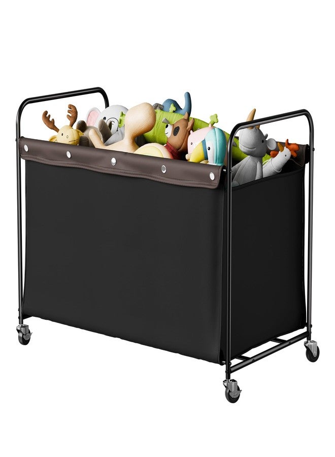 StorageWorks Toy Box with Wheels for Kids, 200L Extra Large Toy Storage Chest and Organizer, 27.5" Metal Toybox with 360° Swivel Wheels for Bedroom, Kids Room, Stuffed Animal Storage, Black - Image 1