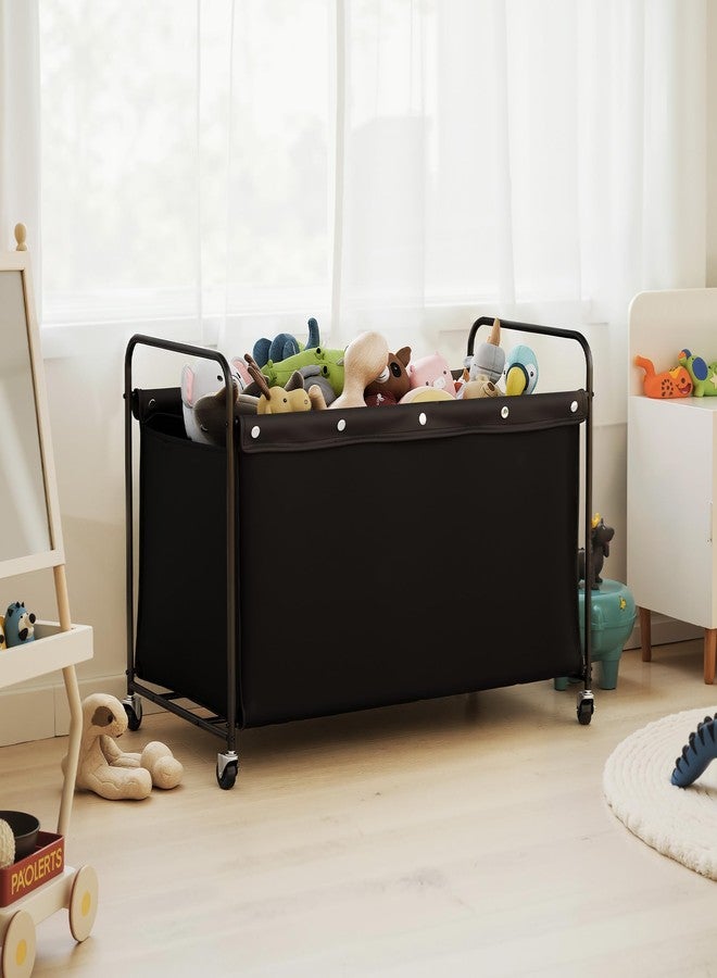 StorageWorks Toy Box with Wheels for Kids, 200L Extra Large Toy Storage Chest and Organizer, 27.5" Metal Toybox with 360° Swivel Wheels for Bedroom, Kids Room, Stuffed Animal Storage, Black - Image 3