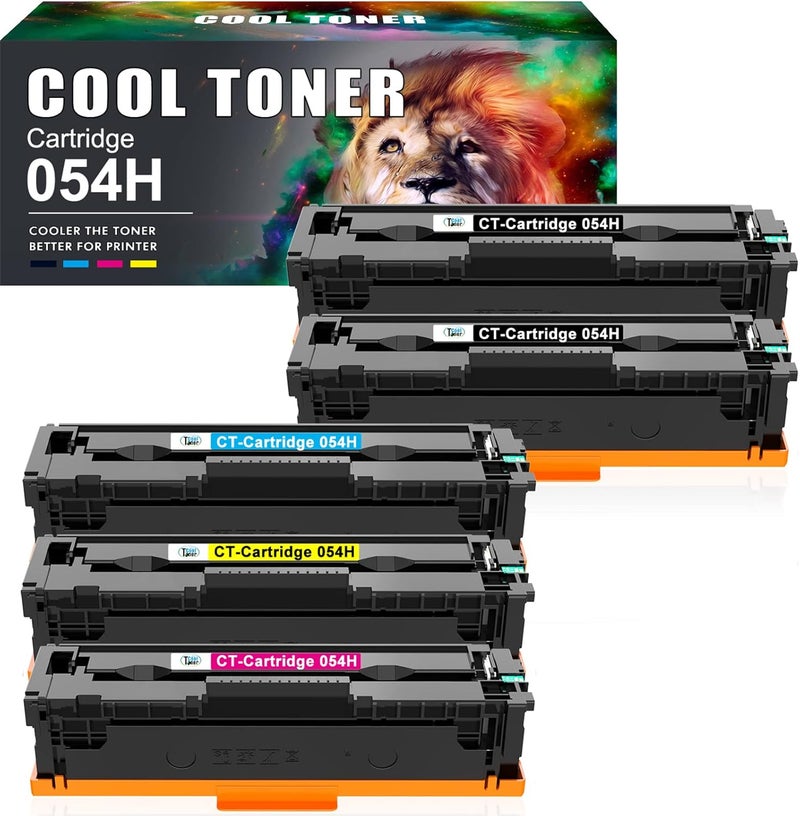 كول تونر حبر تونر متوافق Cool Toner لطابعات 054H 054 i-Sensys MF645Cx LBP623Cdw MF643Cdw MF641Cw LBP621Cw MF644Cdw MF642Cdw LBP622Cdw MF640C LBP620C (أسود، سماوي، أصفر، أرجواني، 5 قطع) - Image 1