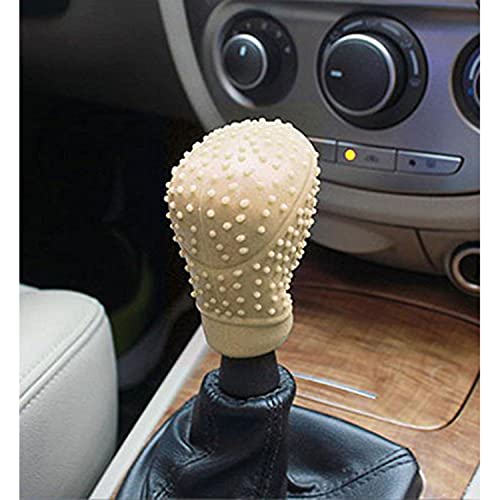 Auto Pearl Car Non Slip Soft Silicon Beige Color Gear Shift Knob Cover- (Auto Transmission) - Image 3